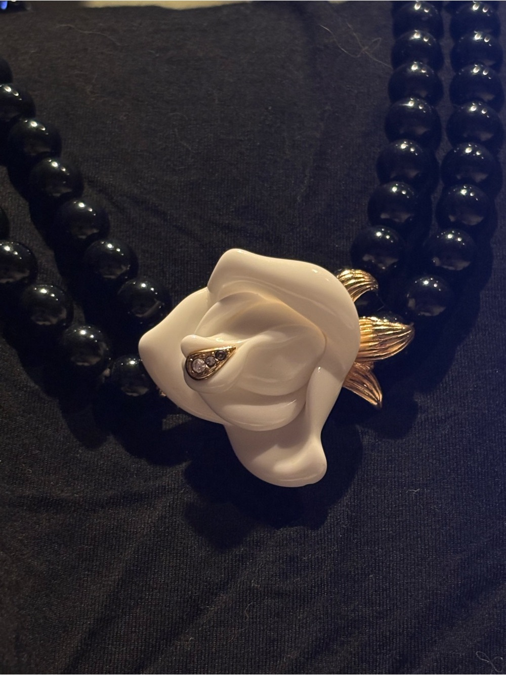 Vintage 1980s KJL for Avon, Midnight Rose Necklace Perfect 18”